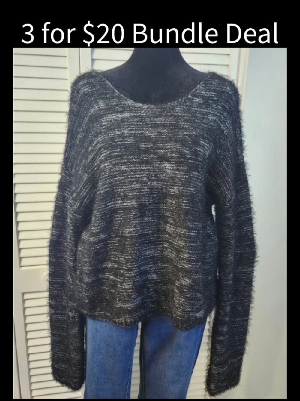 NWT Jolt Black Fuzzy Sweater Size XL Cozy Bookcore